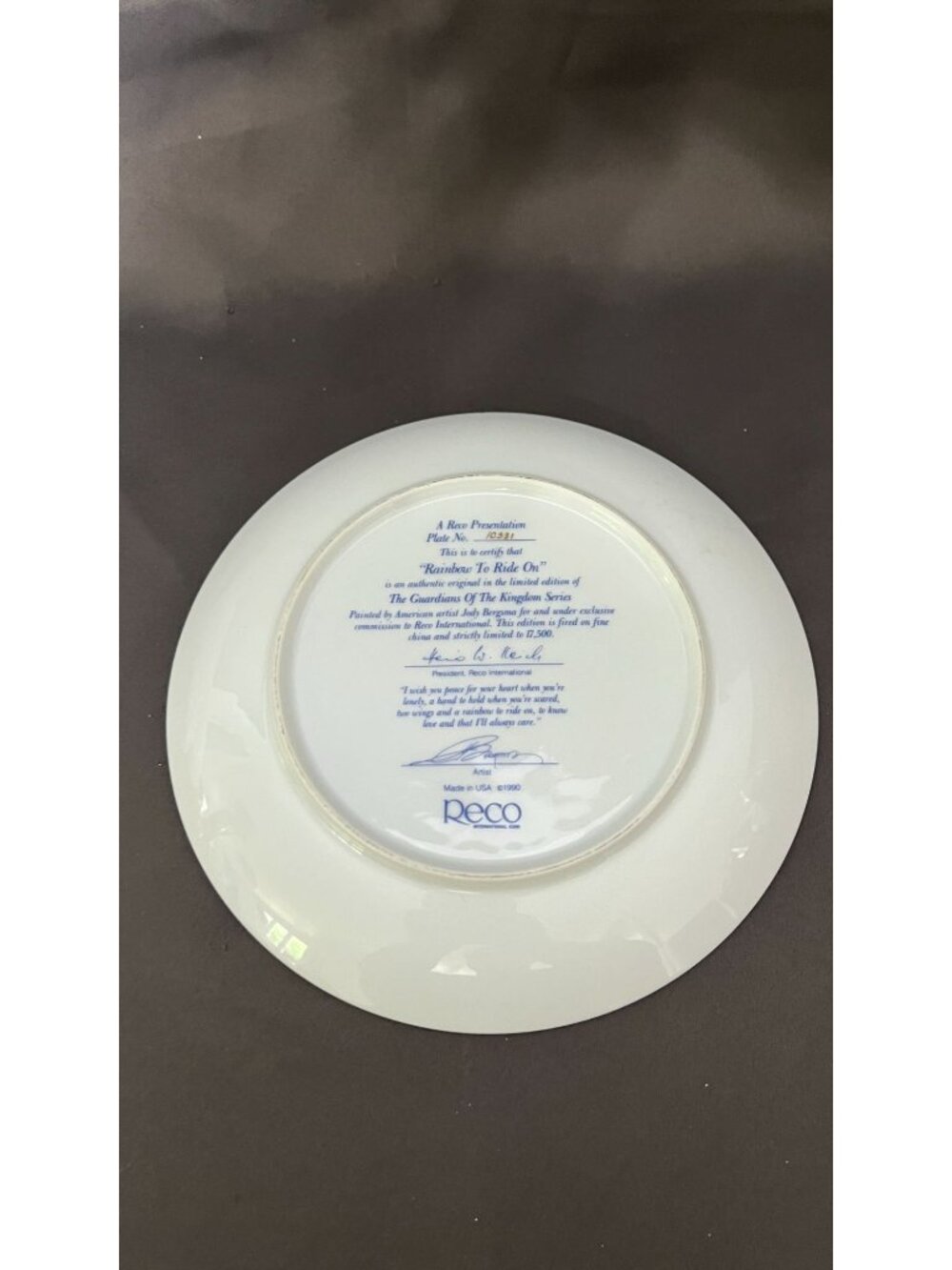 Rainbow To Ride On Limited Edition Collectible Plate By Reco 1990 Fine China - Picture 3 of 4